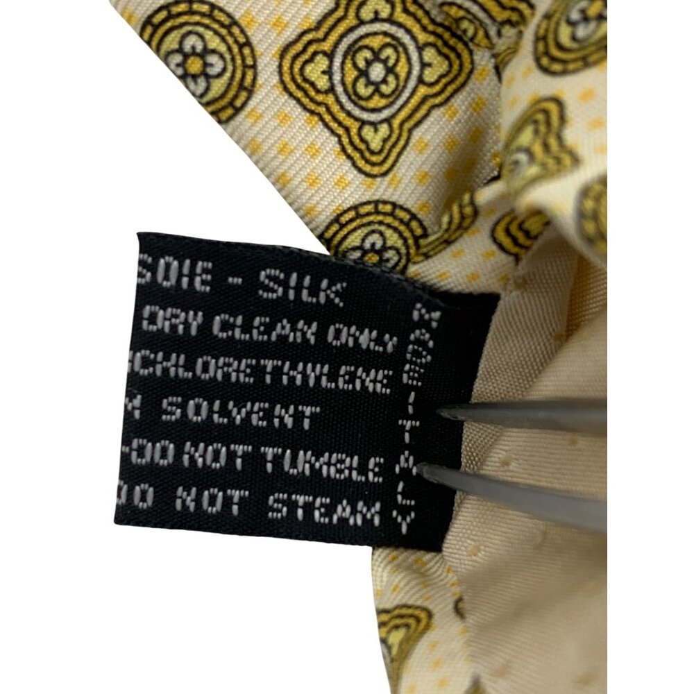 VTG Gianni Versace Yellow Gold Baroque Silk Necktie Italy - Picture 11 of 12